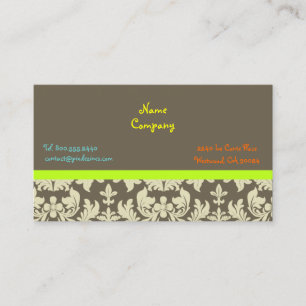 Cream baroque damask/DIY color/ashbrown background Business Card