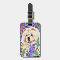 CREAM batik chow luggage tag