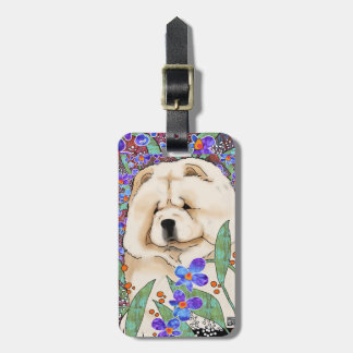 CREAM batik chow luggage tag