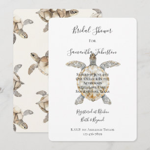 Cream Beach Sea Turtles Bridal Shower Invitation