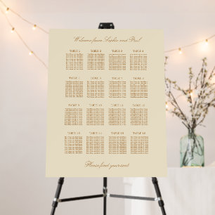 Cream Beige 16 Table Wedding Seating Chart Foam Board