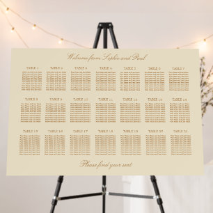 Cream Beige 21 Table Wedding Seating Chart Foam Board