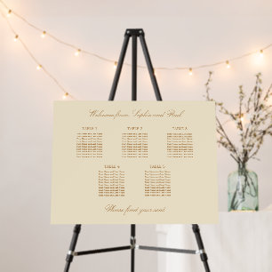 Cream Beige 5 Table Seating Chart Foam Board