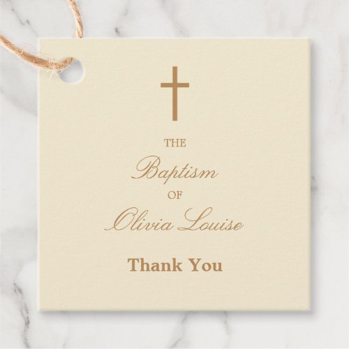 Cream Beige Baptism Thank You Favor Tags