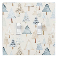 Cream Beige Blue Christmas Trees