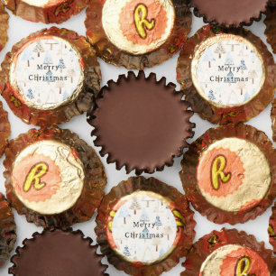 Cream Beige Blue Christmas Trees Reese's Peanut Butter Cups