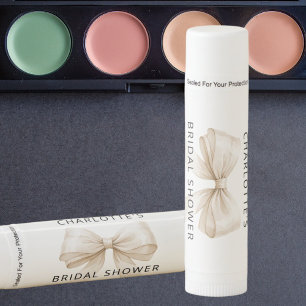 Cream beige bow Bridal Shower Lip Balm