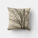 Cream Beige Brown Tree Branches Throw Pillow at Zazzle
