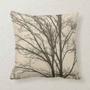 Cream Beige Brown Tree Branches Throw Pillow by peacefuldreams at Zazzle