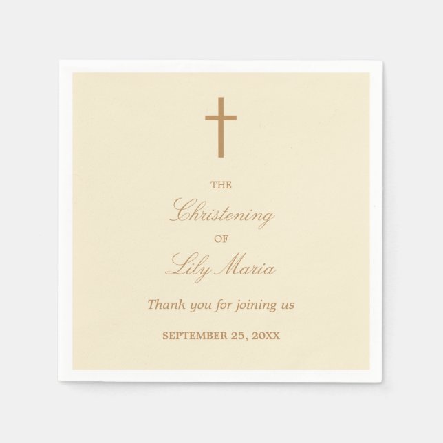 Cream Beige Christening Party Napkins (Front)