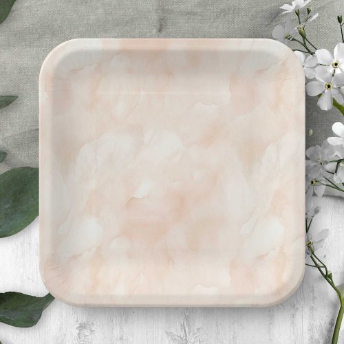 Cream Beige Delicate Watercolor Texture Paper Plates