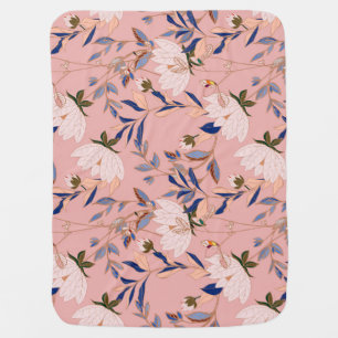 Cream Beige Lilies: Pink Seamless Background Baby Blanket