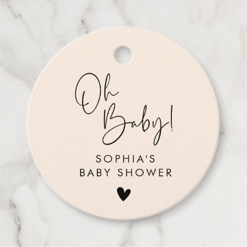 Cream Beige Oh Baby Modern Boho Baby Shower Favor Tags