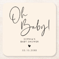 Cream Beige Oh Baby Modern Boho Baby Shower