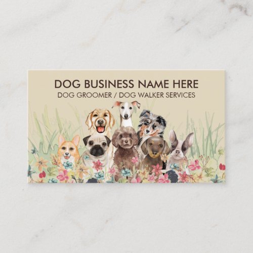 Cream Beige Pet Sitter Walker dog petcare Business Card