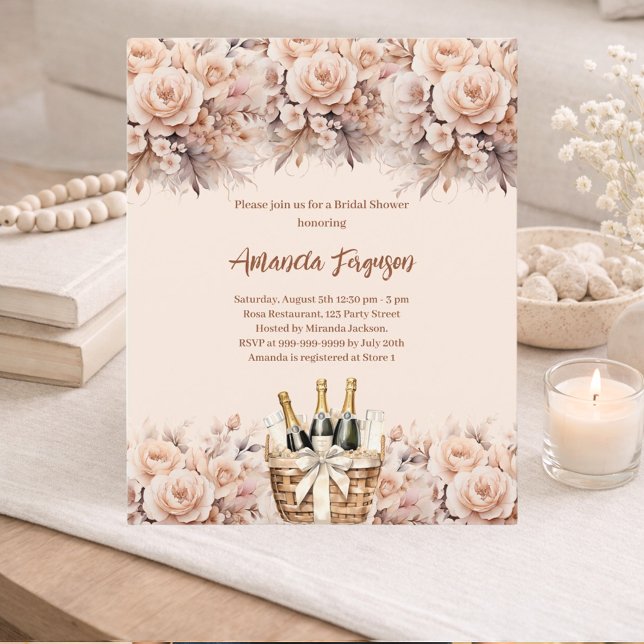 Cream beige rose bubbly Bridal Shower invivitation (Creator Uploaded)