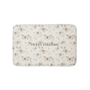 Cream Beige Sand Butterflies Bath Mat