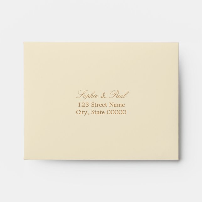 Cream Beige Self Addressed RSVP Envelope (Front)