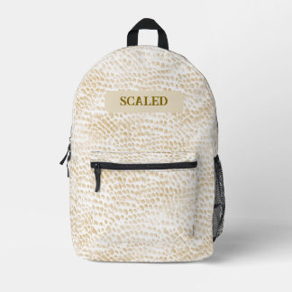 Cream Beige Snake Skin Pattern Elegant Reptile Printed Backpack