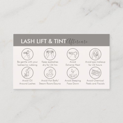 Cream Beige Tan Aftercare for Lash Lift and Tint Business Card