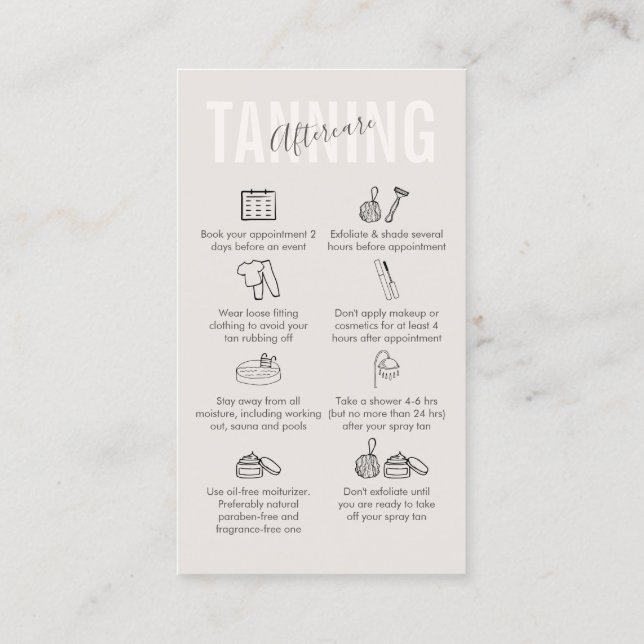 Cream Beige Tanning Aftercare Business Card (Back)