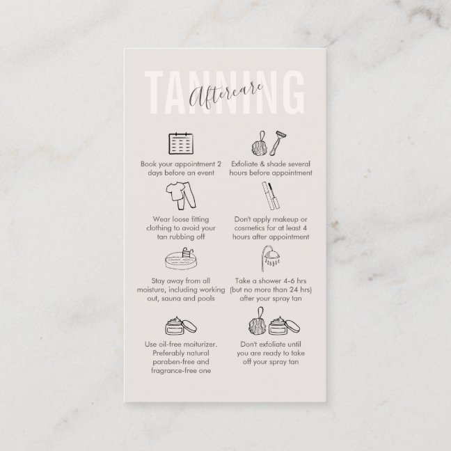 Cream Beige Tanning Aftercare Business Card
