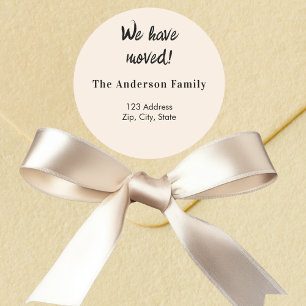 Cream beige we have moved new address classic round sticker