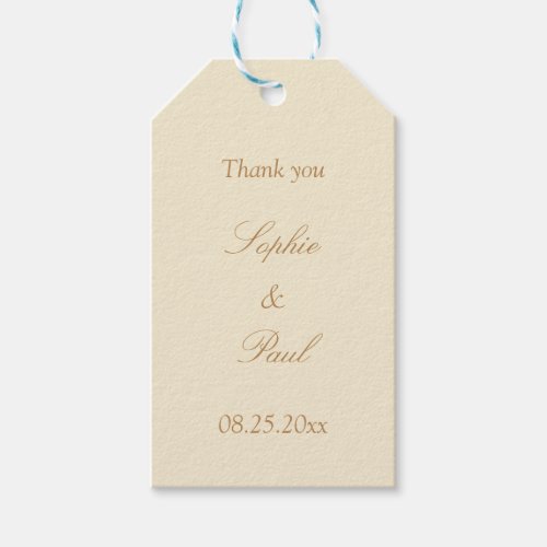 Cream Beige Wedding Favor Thank You Gift Tags