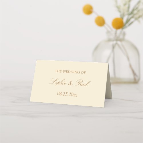 Cream Beige Wedding Folded Place Card