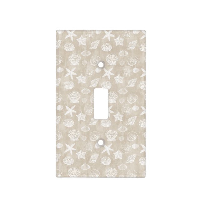Cream Beige White Beach Shells Light Switch Cover (Front)