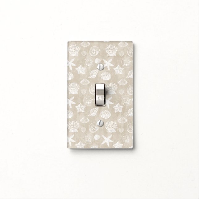 Cream Beige White Beach Shells   Light Switch Cover (In Situ)