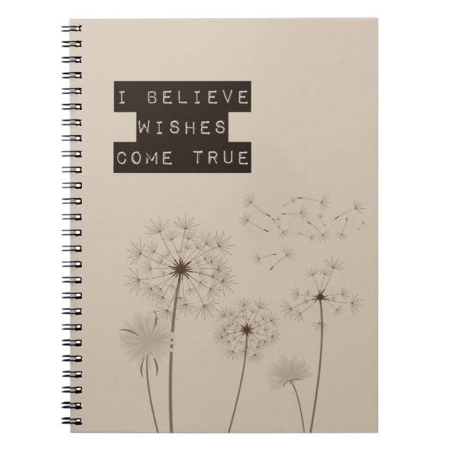 Cream Believe in Wishes Dandelion Flowers Notebook (Front)