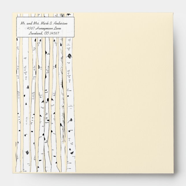 Cream Birch Tree Wedding Square Envelopes (Front)