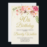 Cream Birthday 90th Birthday Invitation<br><div class="desc">Cream Birthday 90th Birthday Invitation Cream Birthday 90th Birthday Invitation Cream Birthday 90th Birthday Invitation Floral Ivory Birthday Invitation Celebrate a special milestone birthday with this beautiful watercolor roses botanical birthday party invitation that features floral borders on each side of the elegantly placed text. Colors include pale blush pink, deep...</div>