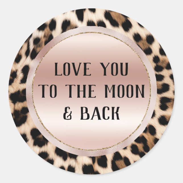 Cream Black Brown Leopard Blush Pink  Classic Round Sticker (Front)