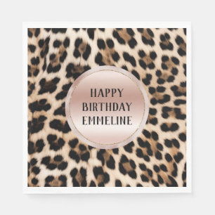 Cream Black Brown Leopard Blush Pink Napkins