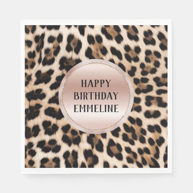 Cream Black Brown Leopard Blush Pink  Napkins (Front)