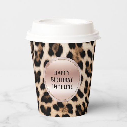 Cream Black Brown Leopard Blush Pink  Paper Cups