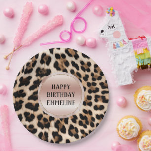 Cream Black Brown Leopard Blush Pink  Paper Plates