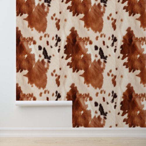 Cream Black Brown Southwest Cowhide Wallpaper