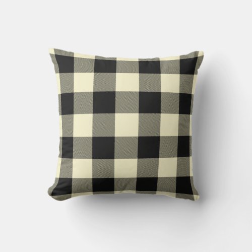 Cream Black Buffalo Plaid Twill Cushion