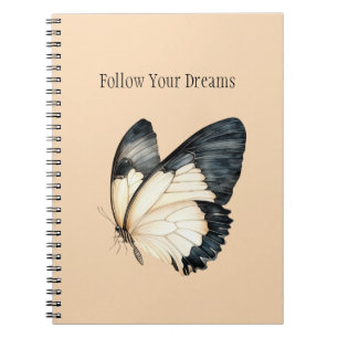 Cream Black Butterfly Dreams Notebook