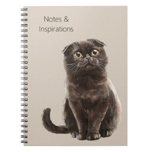 Cream Black Cat   Notebook