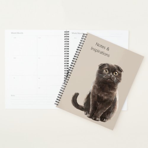 Cream Black Cat   Planner
