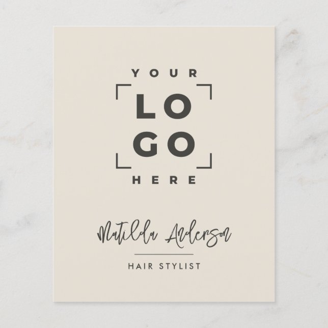 Cream black elegant modern girly price QR code Flyer (Back)