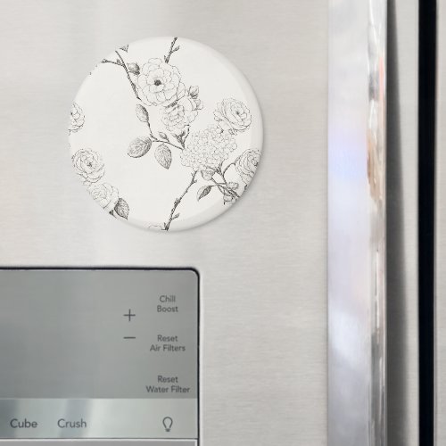 Cream Black Fall Flowers Magnet