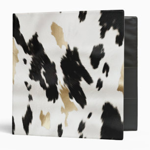 Cream Black Gold Cowhide 3 Ring Binder