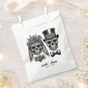 Cream Black & Gold Vintage Skeleton Wedding Favor Bag