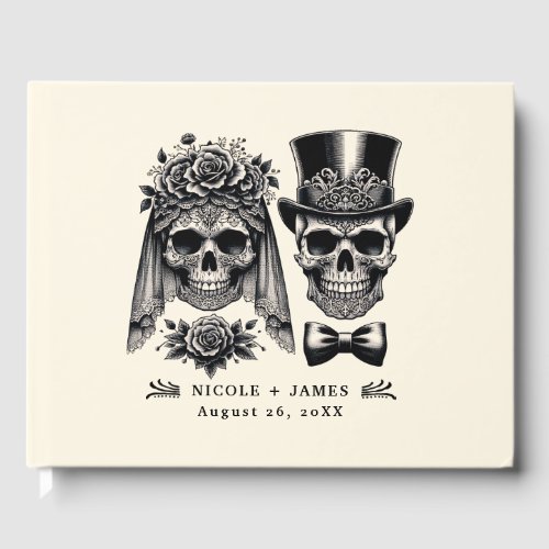Cream Black & Gold Vintage Skeleton Wedding 