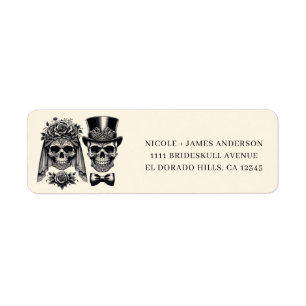 Cream Black & Gold Vintage Skeleton Wedding Label